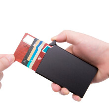 Aluminum RFID Pop-Up Card Holder 9.6x6 cm Black