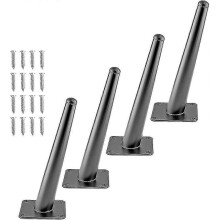4pcs 8 Inch Furniture Legs, Oblique Conical Metal Legs Matte Black Mid-century