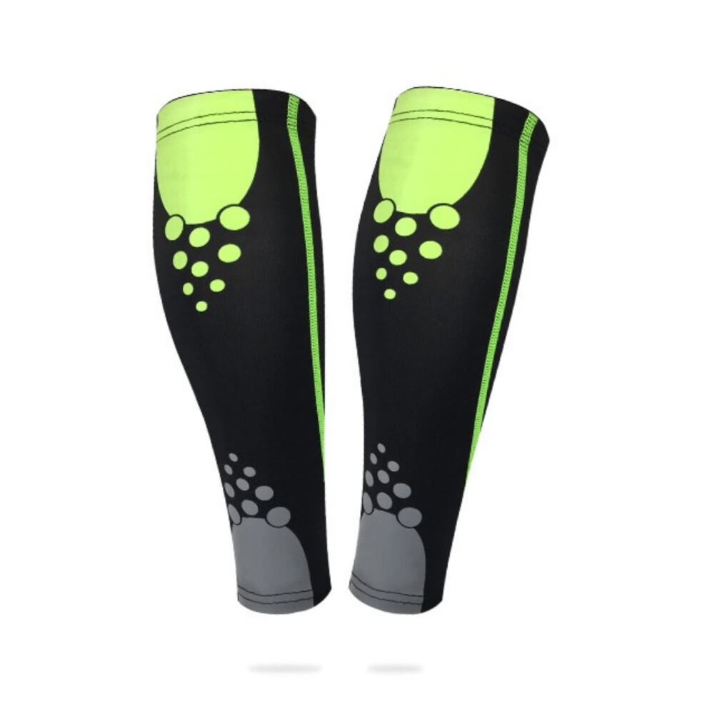 Black/Green Calf Compression Sleeves For Running Men Women, Footless Shin Splint Support With Secure NonâSlip Fit