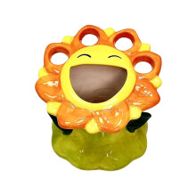 Ceramic Sunflower Toothbrush Holder and Toothpaste Organizer for Bathroom Vanity, Durable Easy Clean Decor