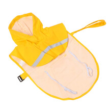Dog Raincoat PU Hooded Reflective Yellow
