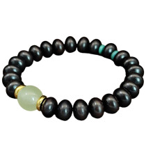 Bracelet de perles de boulier en bois naturel, accessoire-Ébène