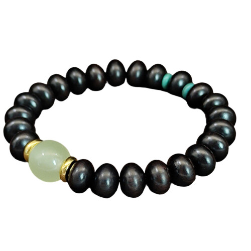 Bracelet de perles de boulier en bois naturel, accessoire-Ébène