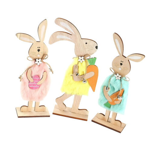 Easters Decors Easters Bunnies Wood Ornament Easters Tabletop-1