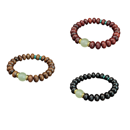 Bracelet de perles de boulier en bois naturel, accessoire-Ébène 2