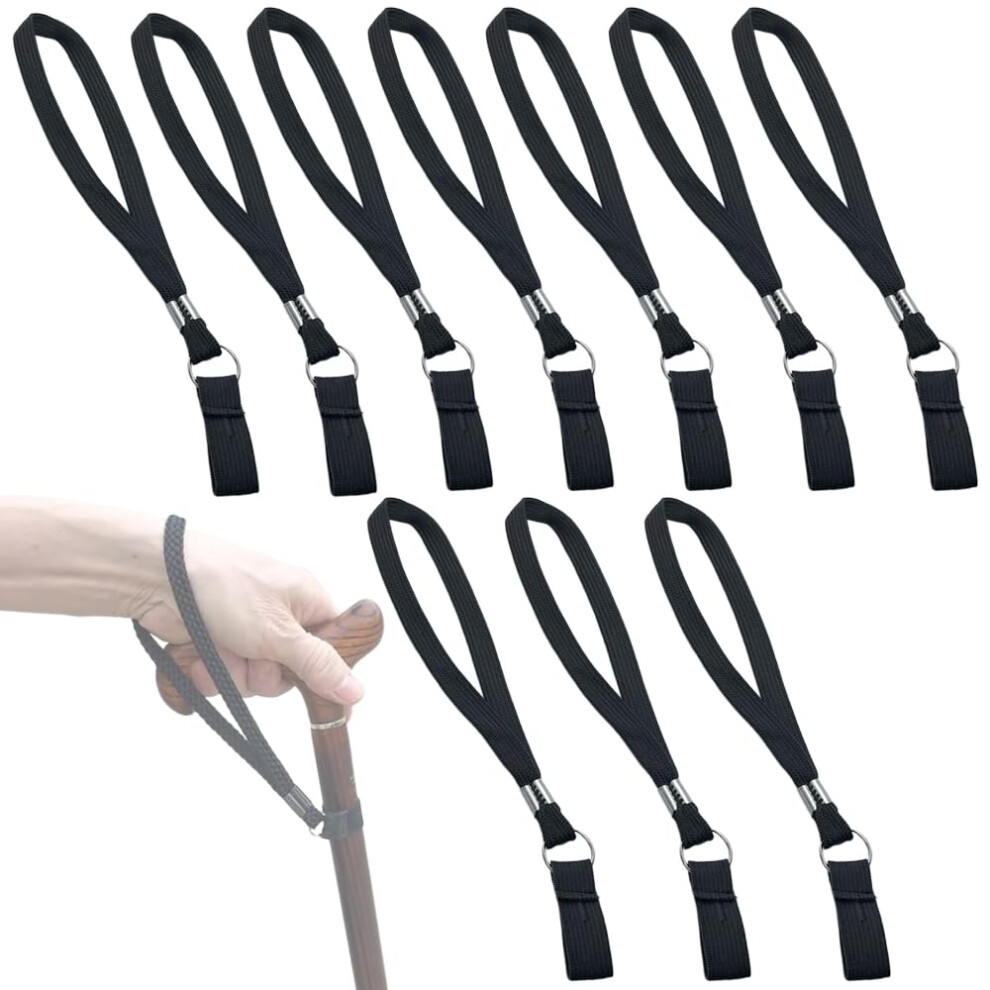 Cane Wrist Strap Pack of 10, Adjustable Nylon Loop with Hook and Loop Closure, Walking Cane Accessories for Elderly