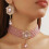 Collier cascade élégant en strass avec boucles d'oreilles-Noir 6