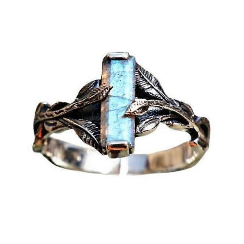 Ring, Bohemian Vintage Leaf Rectangle Zircon Women's Hug Ring