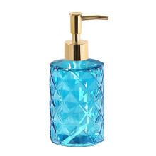 Refillable Glass Soap Dispenser 11oz with Modern Ribbed Texture for Bathroom and Kitchen Hand Soap
