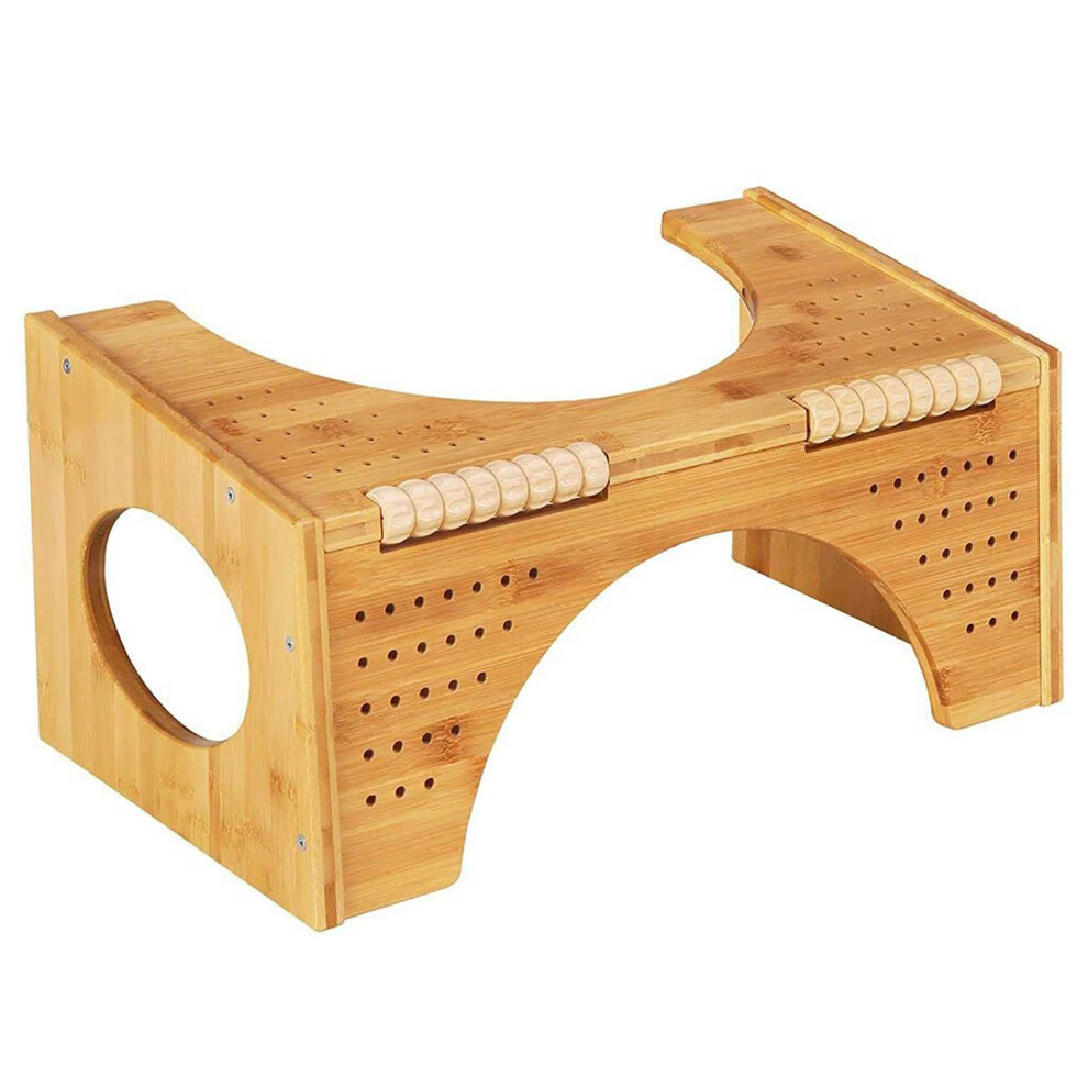 Solid Wood Toilet Stool for Adults, Ergonomic 35 Foot Alignment, NonSlip Stable Bathroom Footrest
