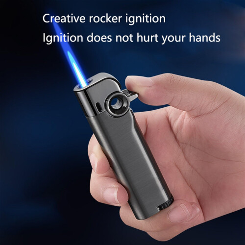 Butane Torch Lighter Adjustable Jet Flame Windproof Refillable Metal Cigar Lighter for Kitchen Camping 2