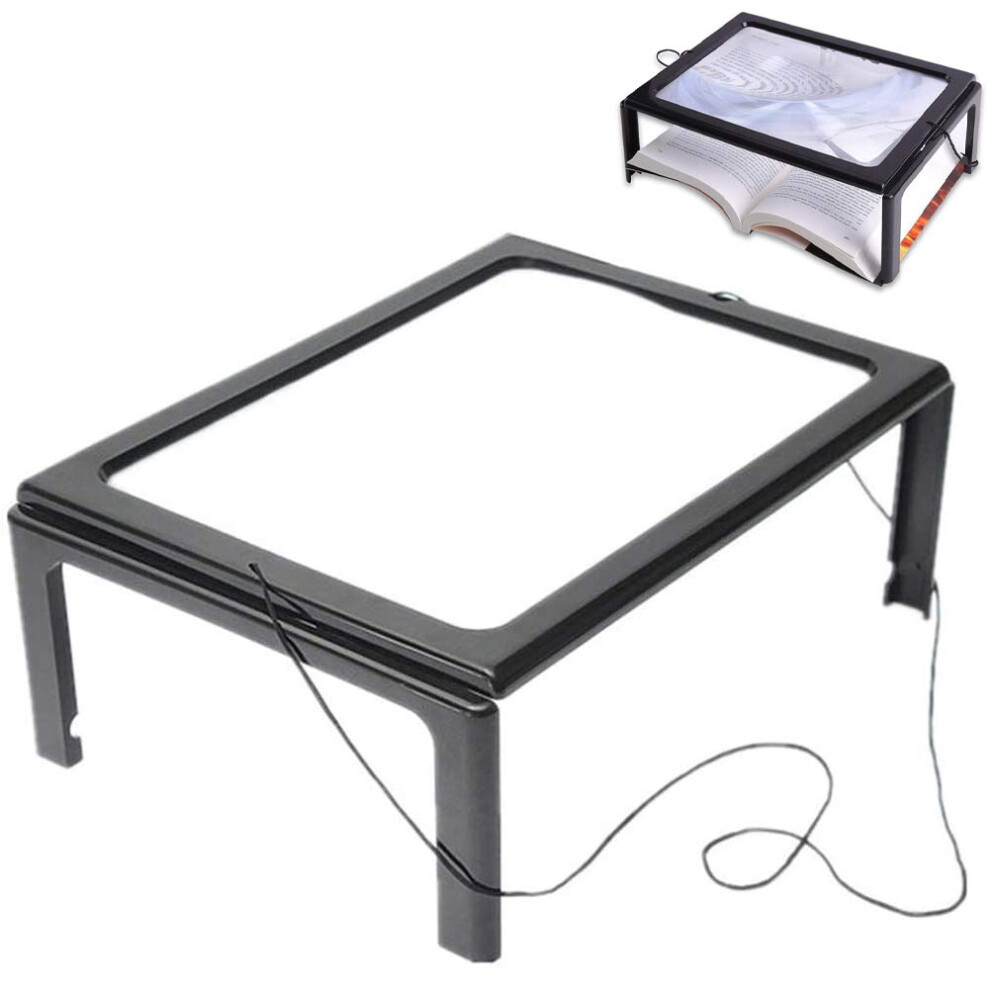Light A4 Hands Magnifying Glass With 3X Large Rectangular Led Foldable Desk Magnifier For Reading And Crafts