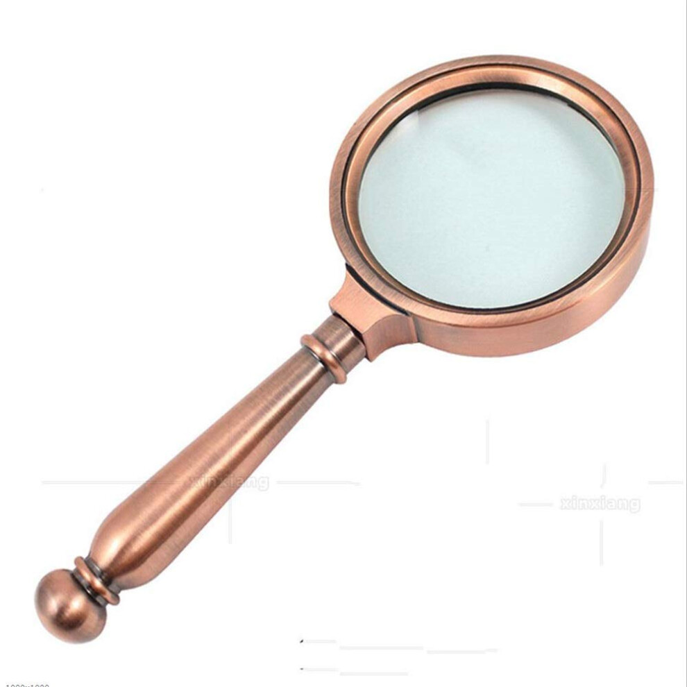 5X Magnifying Glass for Reading with Crystal Glass Lens and Balanced Metal Handle, Ergonomic Handheld Magnifier for Elderly Crafts