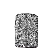 Vintage Kerosene Lighter with Windproof 16‑Hole Design, Embossed Metal Body, Refillable Gift for Men Dad Husband (B)
