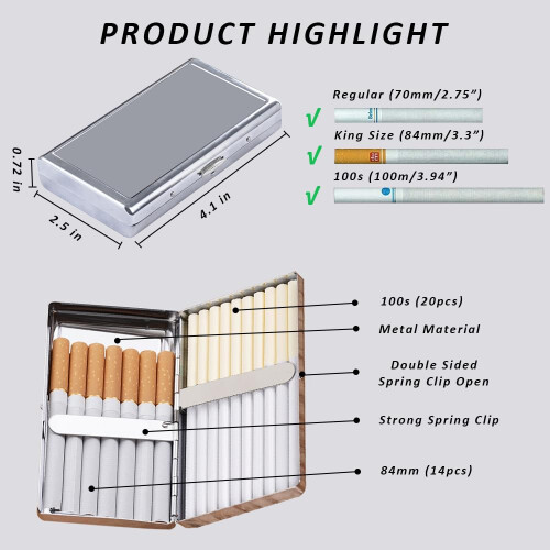 Metal Cigarette Case with Automatic Eject, Dual Size Capacity, Secure Closure, Gift for Men and Women (Taurus) 1