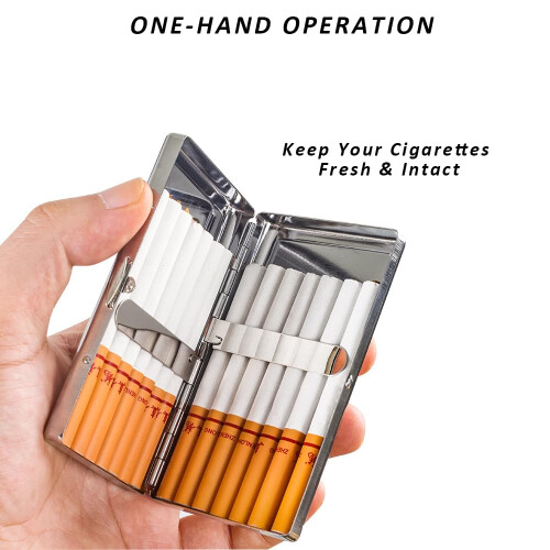 Metal Cigarette Case with Automatic Eject, Dual Size Capacity, Secure Closure, Gift for Men and Women (Taurus) 2