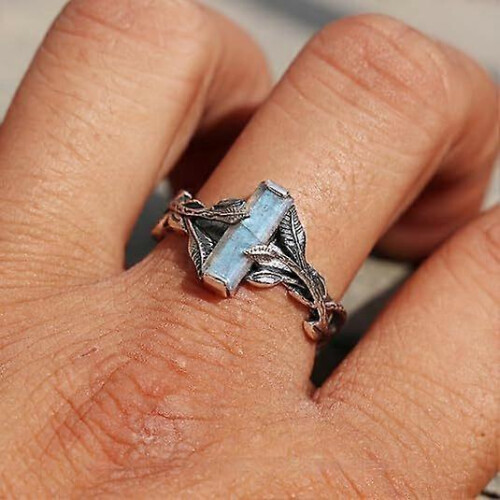 Ring, Bohemian Vintage Leaf Rectangle Zircon Women's Hug Ring 1