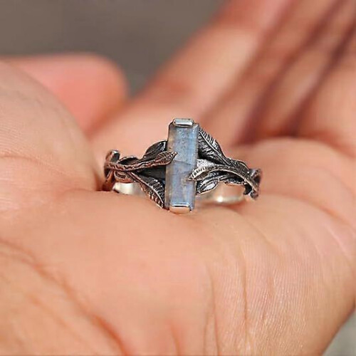 Ring, Bohemian Vintage Leaf Rectangle Zircon Women's Hug Ring 2