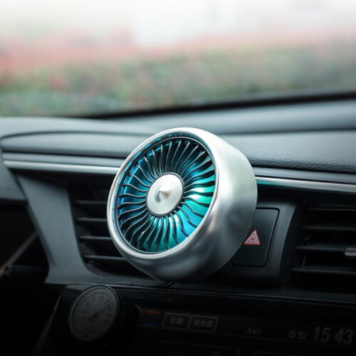 Multifunctional Car Fan: USB-Powered Mini Fan for Air Vent Mounting (Silver) 2