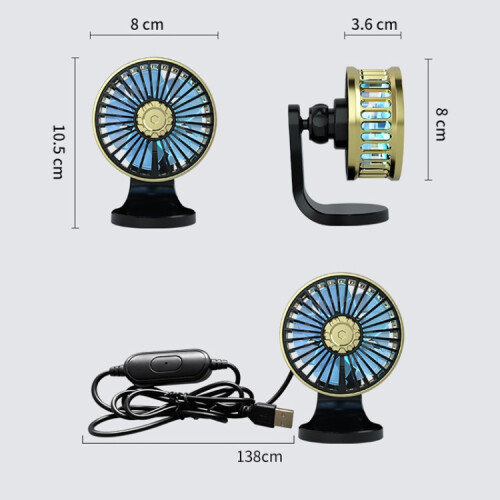 Dual-Engine Car Air Outlet Base Dual-Purpose USB Fan(Black) 1