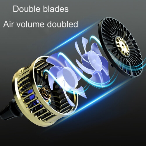 Dual-Engine Car Air Outlet Base Dual-Purpose USB Fan(Black) 2
