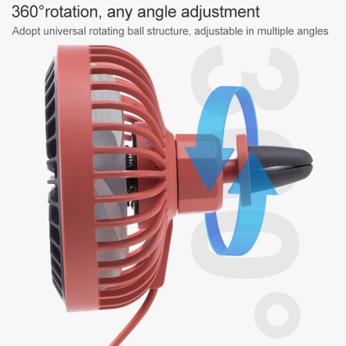 Ventilatore elettrico portatile per auto con luce LED integrata (bianco) 2