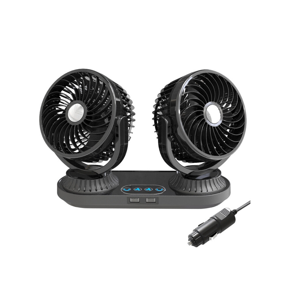 12V/24V Vehicle Electric Oscillating Head Rotatable Double Head Fan (Deluxe) 6083684329692