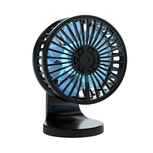 Dual-Engine Car Air Outlet Base Dual-Purpose USB Fan(Black)