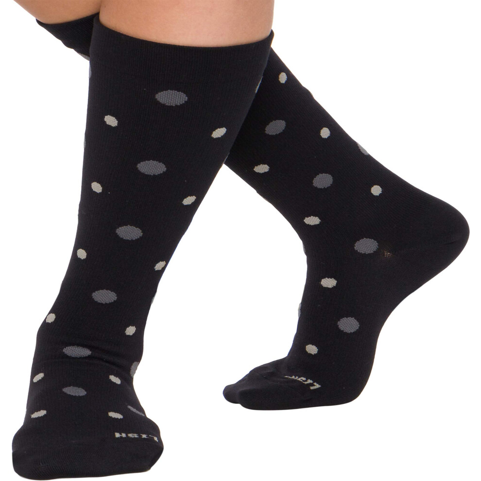Black Wide Calf Compression Socks 1525 Mmhg For Women, Graduated Support Knee Plus Size