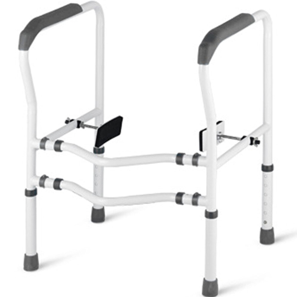 Grey Toilet Safety Frame With Adjustable Height And Foldable Design, Nonslip Handrail For Elderly And Disabled, 136Kg Capacity, Fits Most Toilets,