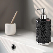 Black Countertop Soap Dispenser 420ml Refillable Plastic Lotion Pump Bottle for Bathroom or Kitchen