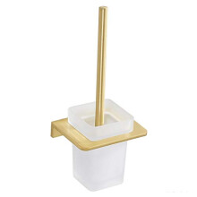 Brushed Aluminum Toilet Brush Holder with Lid, Wall Mounted Corrosion Resistant Bathroom Set
