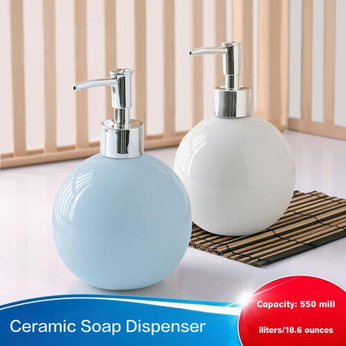 Modern Ceramic Soap Dispenser 18oz with Rust Proof Pump and Refillable Bottle for Bathroom and Kitchen 2