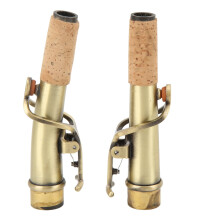 Soprano Saxophone Neck Set 2pcs Brass Straight and Curved Replacement with Cork, Antique Green Finish