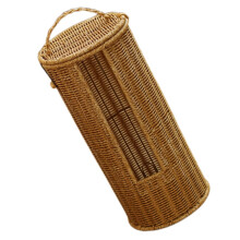 Rattan Storage Basket with Lid Durable Woven Design Decorative Hamper for Bathroom Towels and Toilet Paper