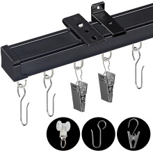 Heavy Duty Aluminum Ceiling Curtain Track Set, Black Ceiling or Wall Mount Rail for Room Divider