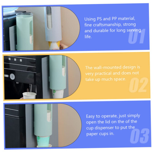 Disposable Cup Dispenser Wall Mounted Dustproof Cup Holder Plastic Organizer for Kitchen and Bathroom 2