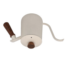 600ml Gooseneck Kettle White Wood Handle 14x26.5cm