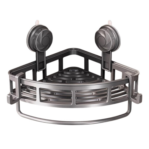 Rustproof Corner Shower Caddy with TwistLock Suction and QuickDrain Shelf for Bathroom Storage