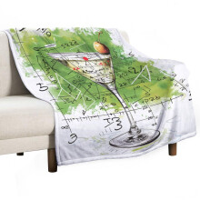 Flannel Throw Blanket 50x70 Ultra Soft Cozy All Season Warmth Martini Glass with Olive Design for Couch and Bed