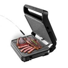 CECOTEC Rock'nGrill 2000 PerfectCook — Griglia elettrica 2000W con sonda di temperatura e piastre doppie 3023 cm