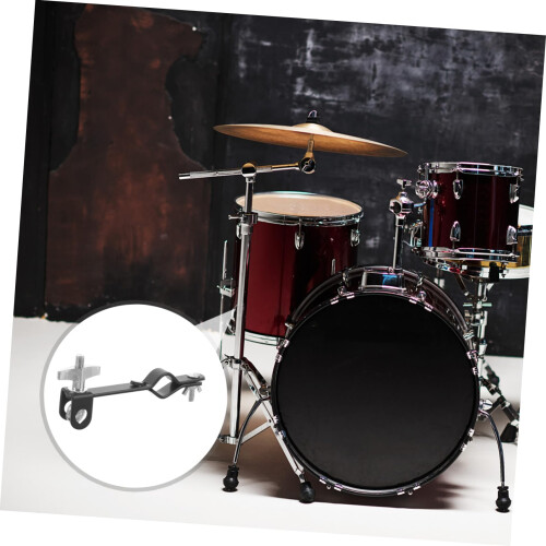 Drum Cowbell Mount with Adjustable Angle Bracket, Quick Clamp and Ergonomic Grip Holder for Drum Kit 1
