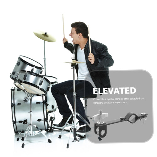Drum Cowbell Mount with Adjustable Angle Bracket, Quick Clamp and Ergonomic Grip Holder for Drum Kit 2