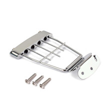 Chrome Bass Guitar Tailpiece Bridge 4 String Replacement with Durable Plated Finish and Stable Tuning
