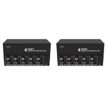 2X Audio Splitter 1 in 4 Out RCA L/R Aux Stereo Audio Splitter 1X4 Audio Distributor for PC DVD Speaker Splitte, US Plug