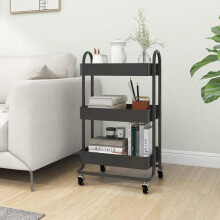 Rolling Storage Cart 3Tier Anthracite Steel Utility Trolley for Narrow Spaces MultiRoom Organizer