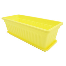 2 Sets Rectangular Planter Box with Drainage Tray, Durable Weather‑Resistant Flower and Vegetable Planter for Indoor Outdoor Garden Balcony Use