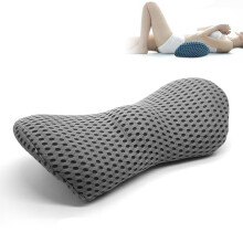 Lumbar Support Pillow for Office Chair and Car, Ergonomic Memory Foam Back Cushion with Breathable Mesh Cover, Grey