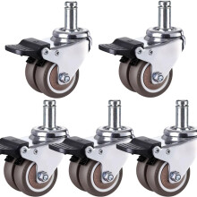 Heavy Duty Caster Wheels 1.5 Inch Locking Furniture Swivel Casters Set of 5 with Brake and Quiet Smooth Rolling