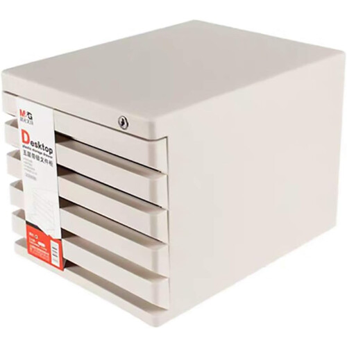 5 Layer Locking File Cabinet with Drawers, White Desktop Organizer for Secure Home Office Storage